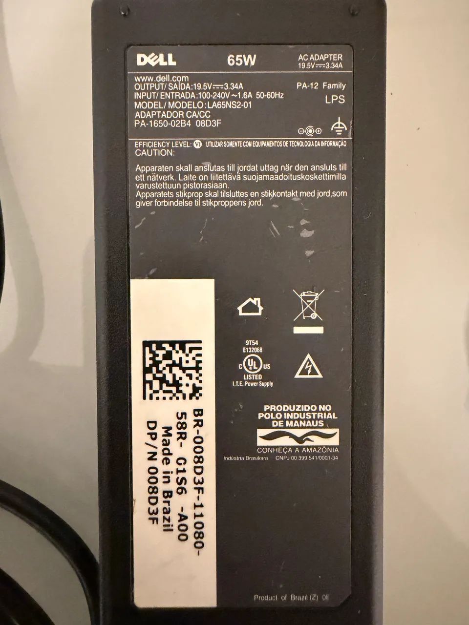 Fonte Notebook Dell 65W / 19,5V / 3,34A - Foto 5