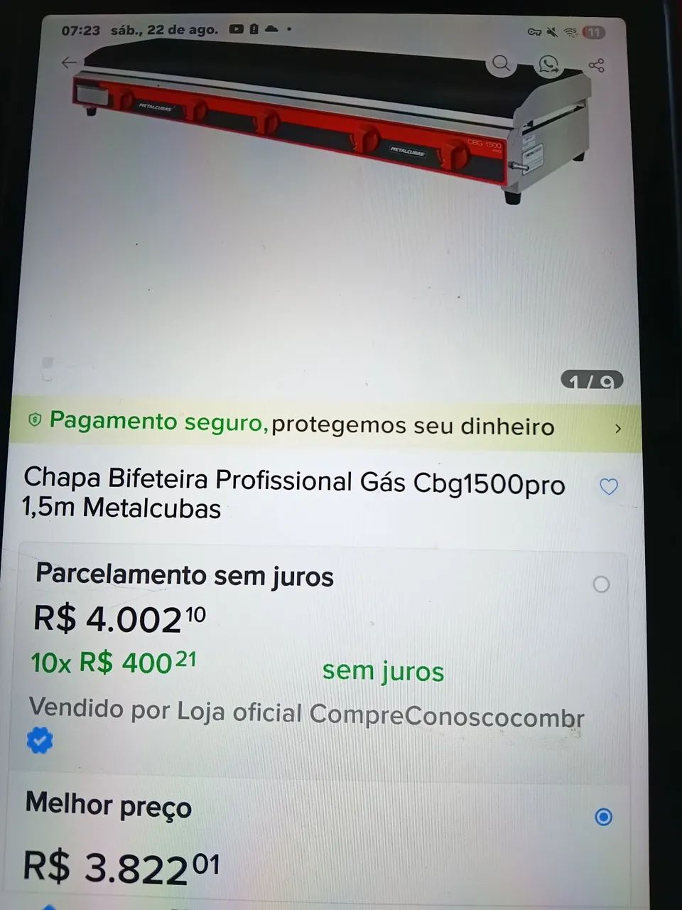 Chapa BIfeteria proficional Gas CBG pro 1.5 MT  - Foto 5