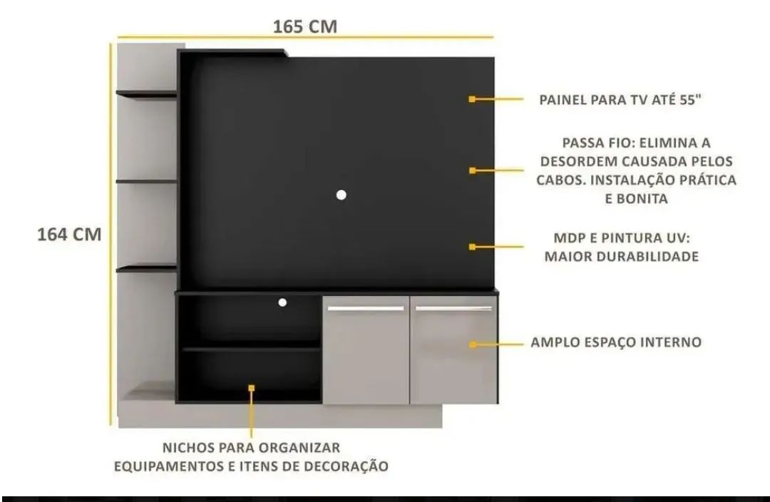 Rack de sala painel para TV até 55' - Foto 3