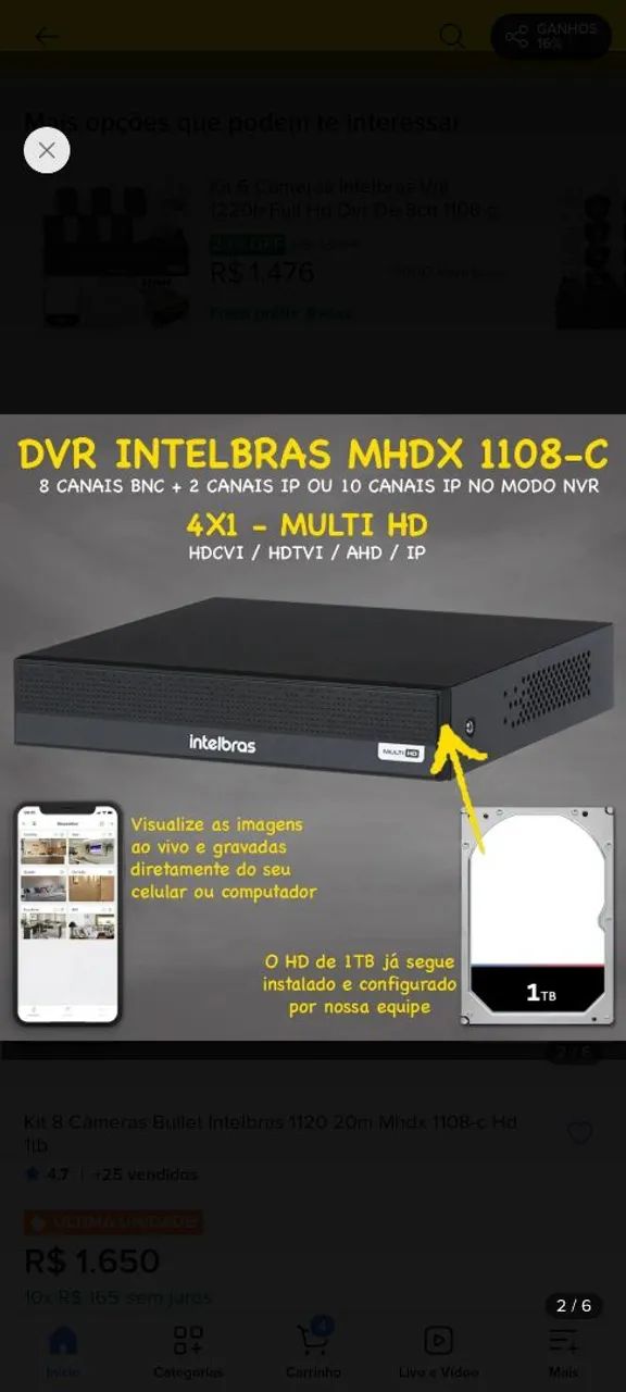 Kit CFTV 8 cameras Intelbras - Foto 2