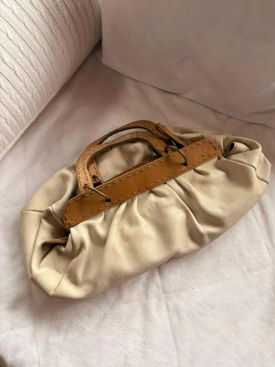 Bolsa Corello bege e nude couro - Foto 2