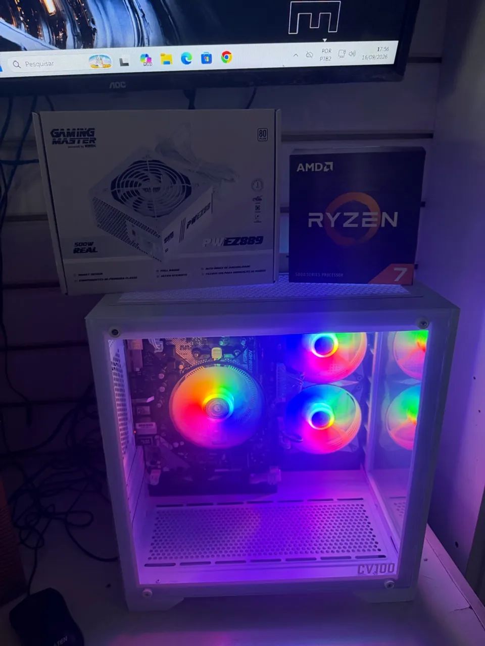 Pc Gamer AQUARIUM RYZEN 7 BRANCO LUXO 100% Novo - Foto 3