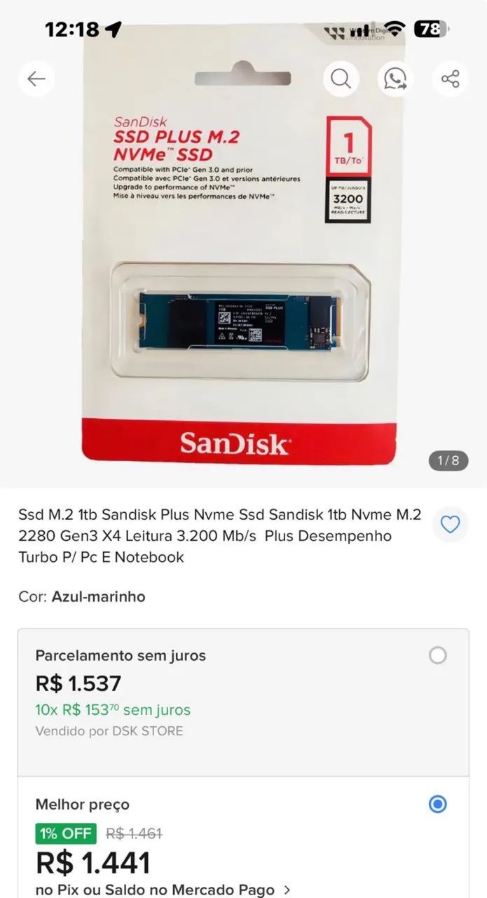 SSD 1 Tera scan disk zero lacrado m.2 - Foto 3