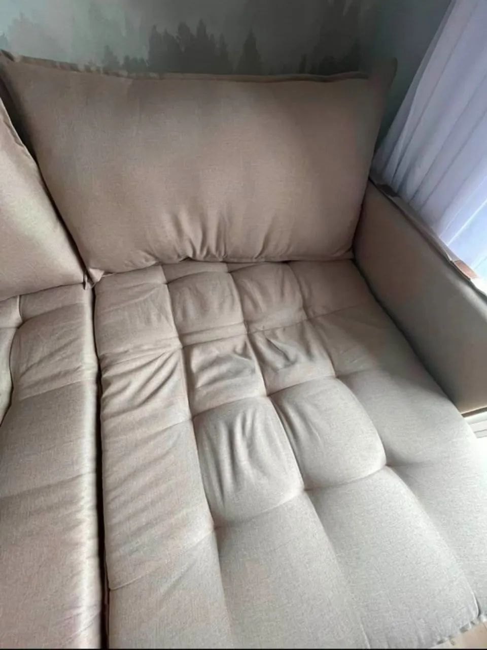 SOFÁ CAMA RETRATIL - LINHO BEGE 2,14M  - Foto 5