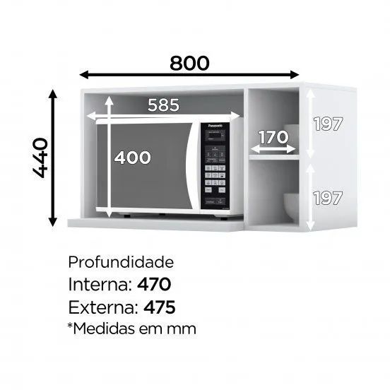Armário Aéreo Micro-ondas Americana Ref. C557-05 - Branco 