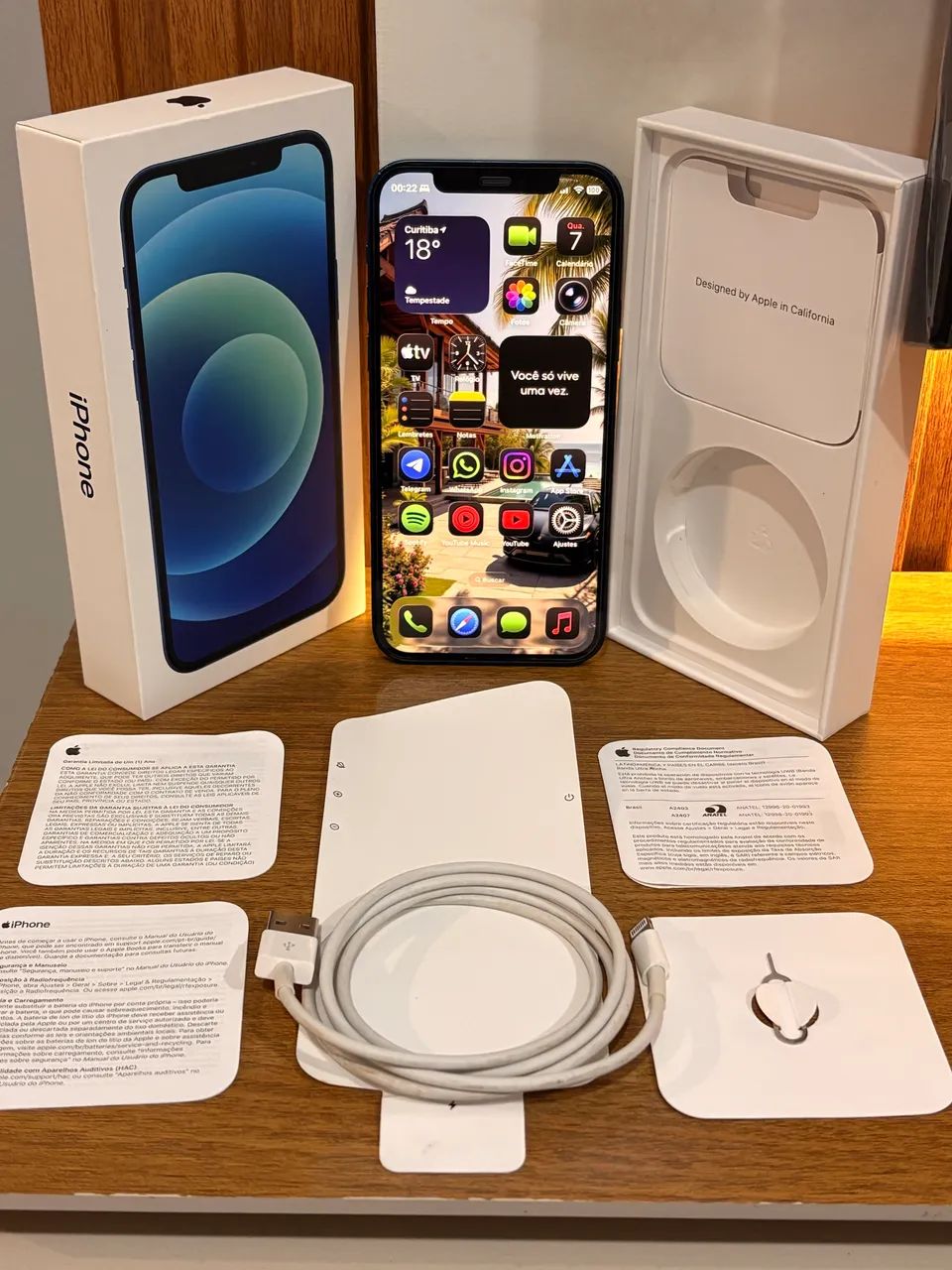 iPhone 12 Azul 128GB Tela de 6.1 Polegadas 128GB Completo na Caixa