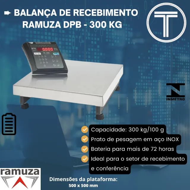Balança 300 kg Ramuza DPB com bateria - Nova com garantia de 1 ano - Foto 3