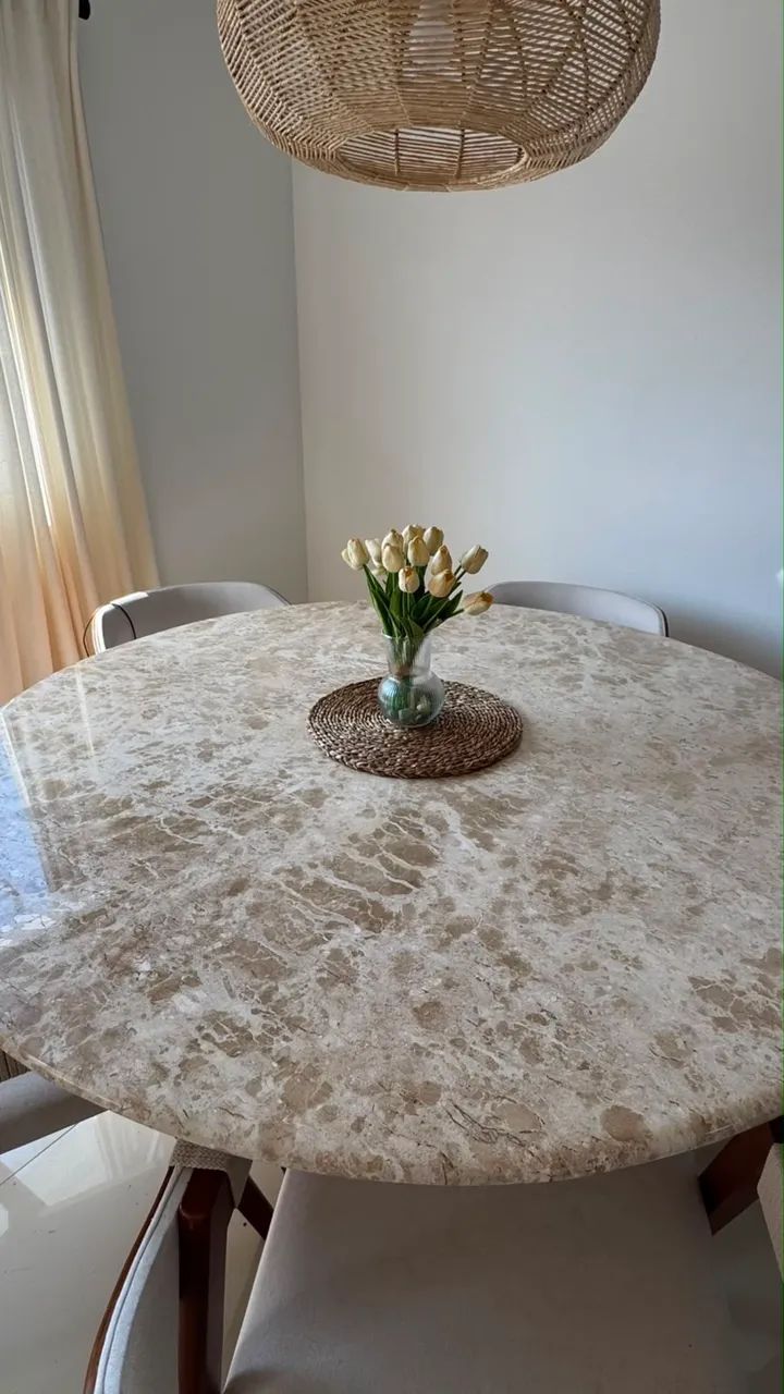 Mesa de Jantar em Mármore Travertino + 6 Cadeiras Ibiza - Foto 5