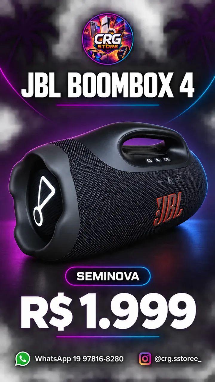 JBL BOOMBOX 4 PRETA SEMI NOVA - 1 UND 