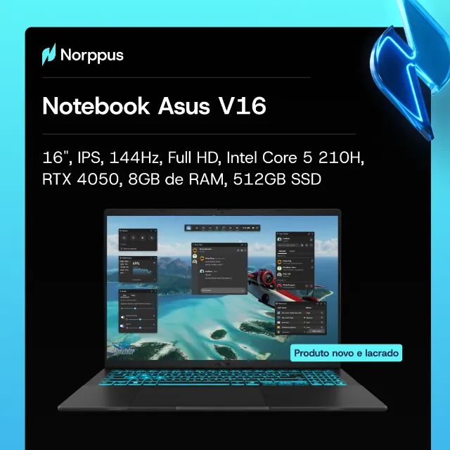 Notebook Gamer Asus V16 - RTX 4050, 16GB de RAM