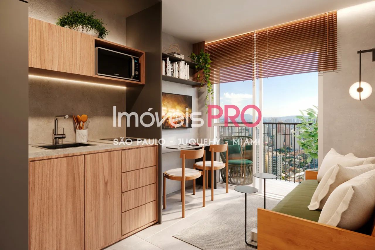 Studio mobiliado, com 24m², novo, na Vila Olímpia