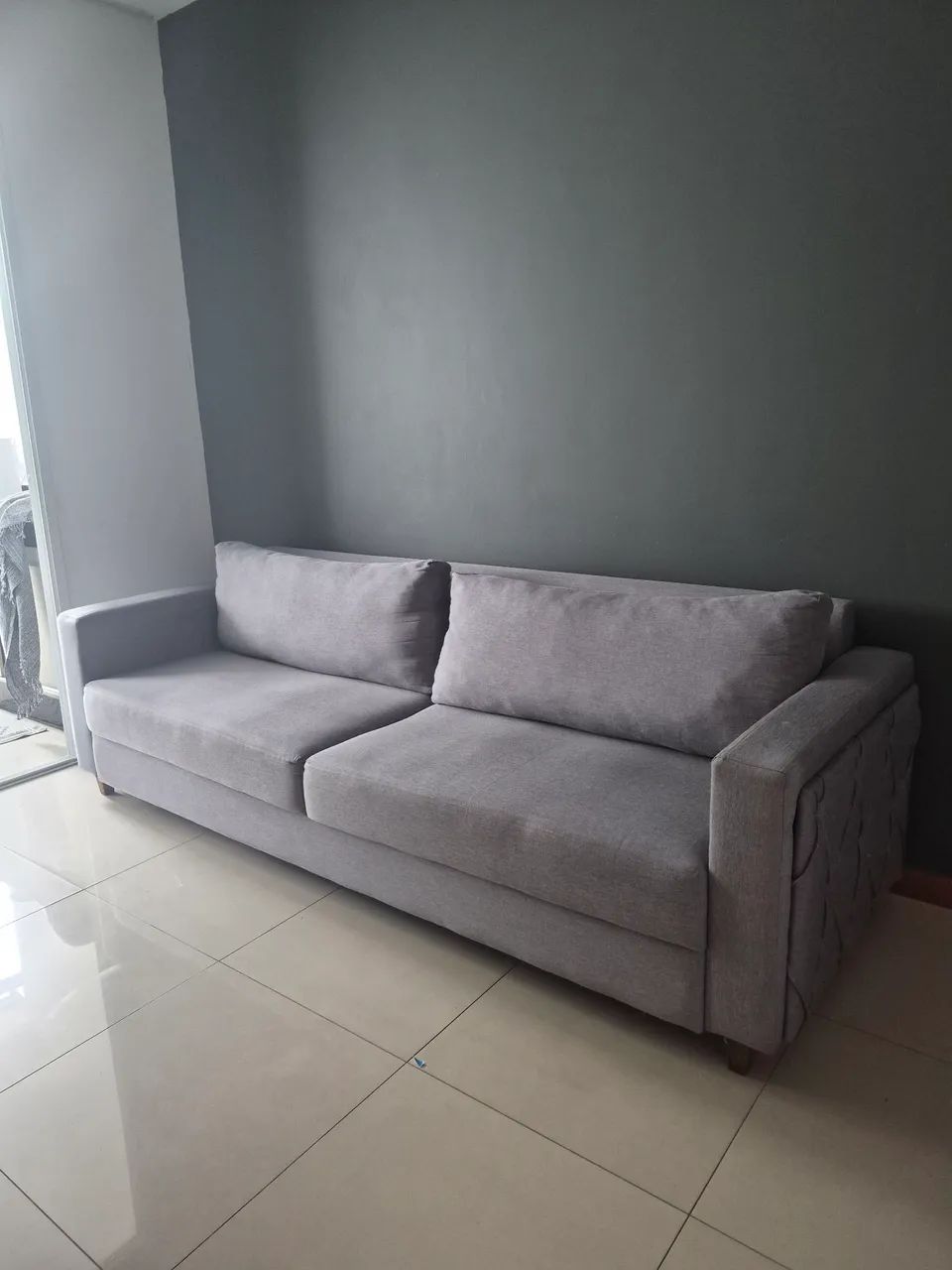 Sofá Linho Cinza 2,5 metros  - Foto 2