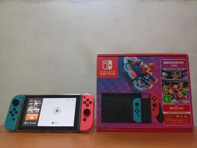 Nintendo Switch V2 Usado Completo Edição Mario Kart 8 Deluxe + Dock + Joy-Con Original