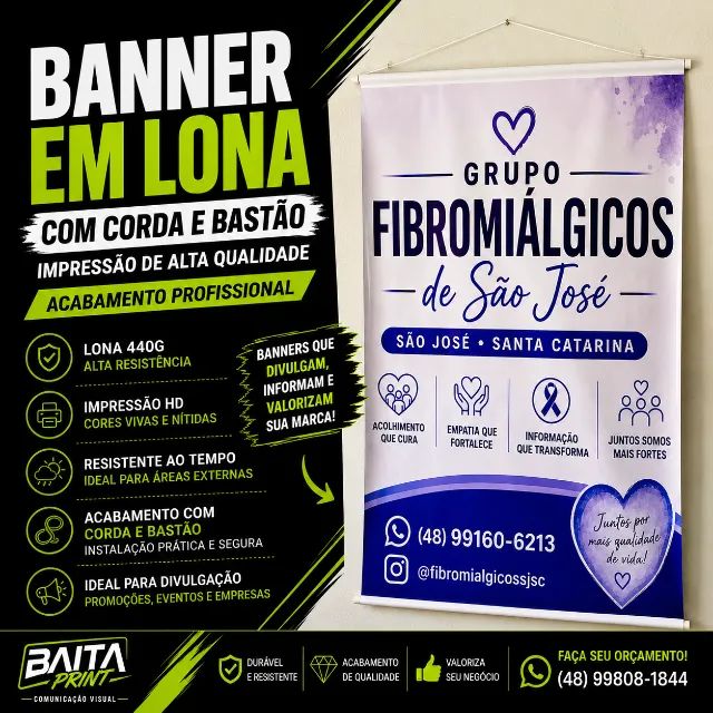 BANNER LONA C/ BASTÃO E CORDA