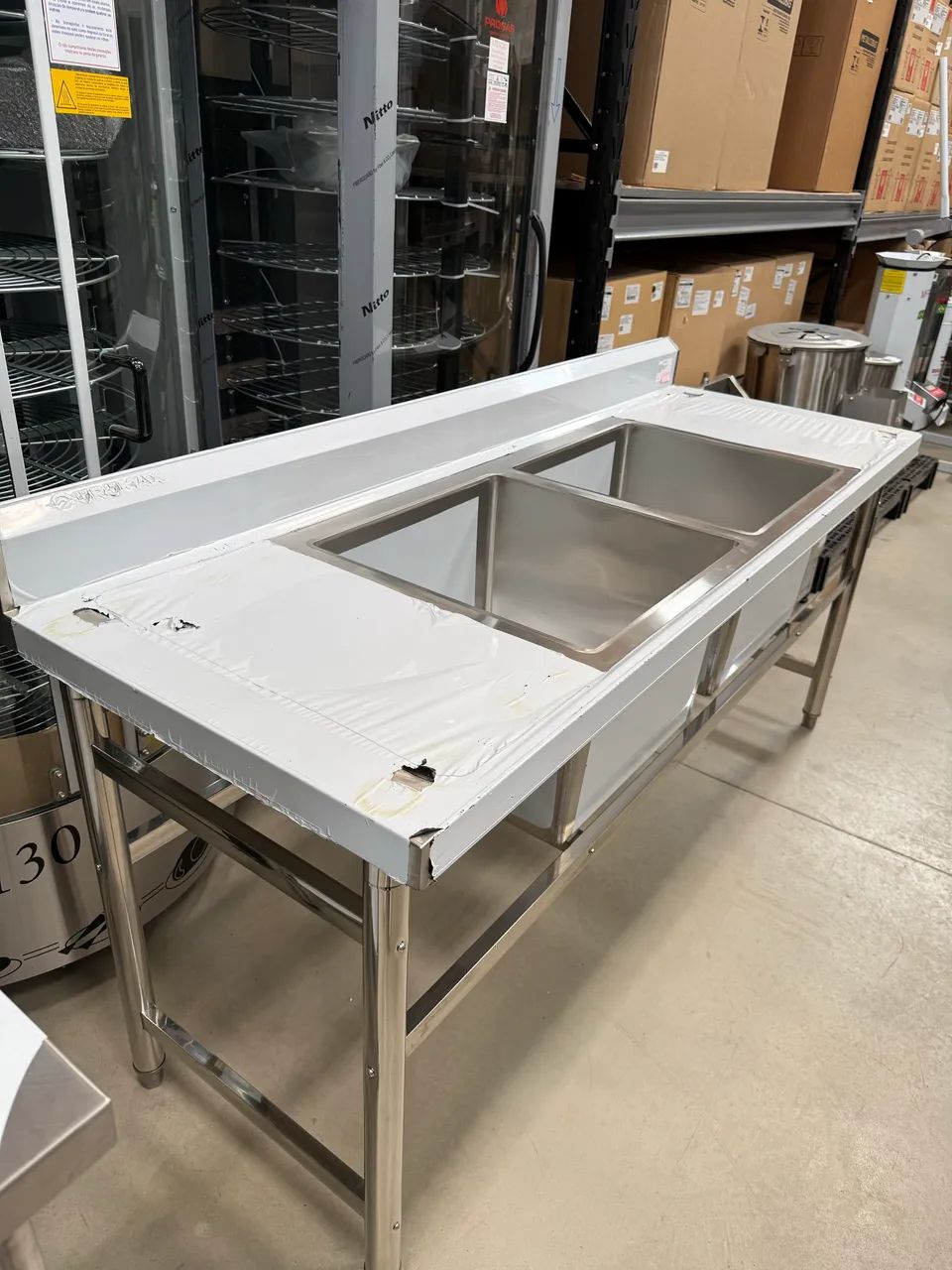 MESA INOX 1900x700x850 COM 2 CUBAS CENTRAIS - URUMAX - Foto 2