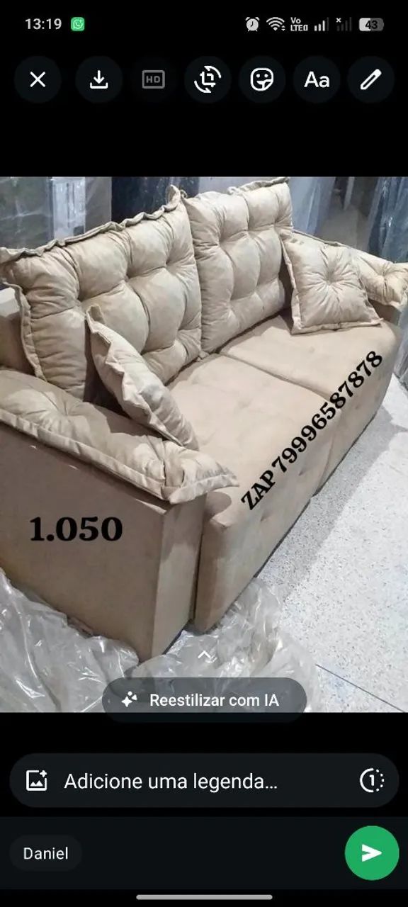Retrátil e reclinável de luxo no linho 2.40m - Foto 3