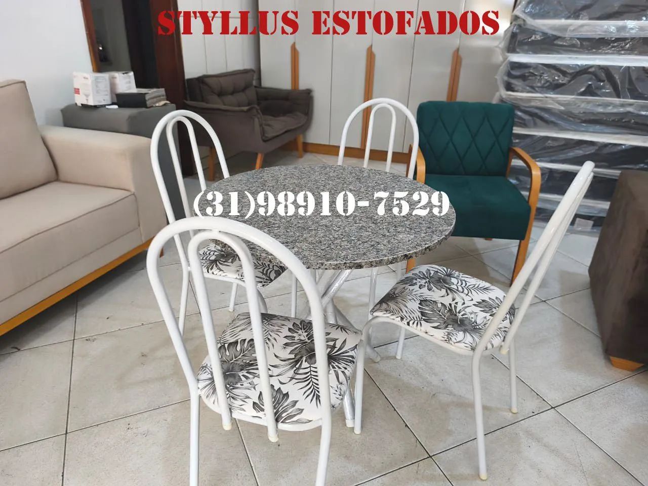Mesa tubular de 4 cadeiras redonda 