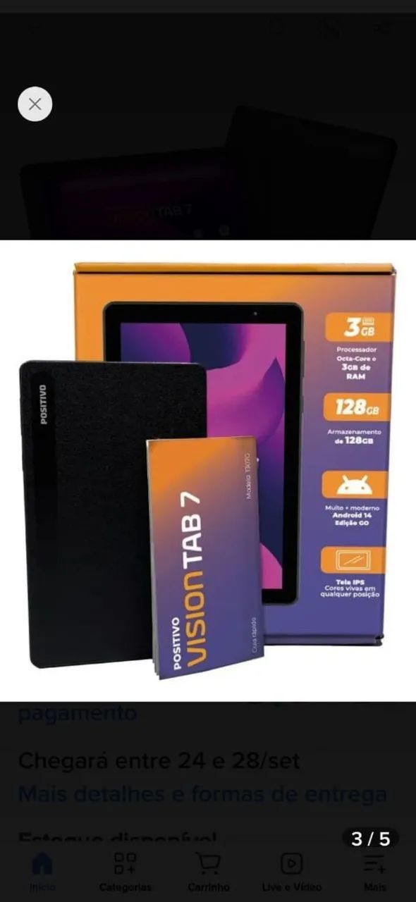 Tablet Positivo Vision 7 3Gb Ram e 128Gb armazenamento