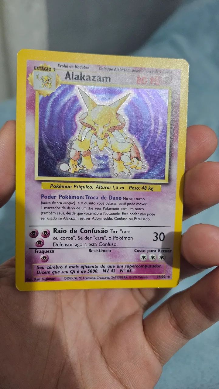 Carta Alakazam 1 102 Base set Foil MP - Foto 3
