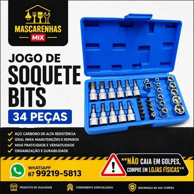 Jogo de Soquetes e Bits Torx - 34 Peças COD: 0170