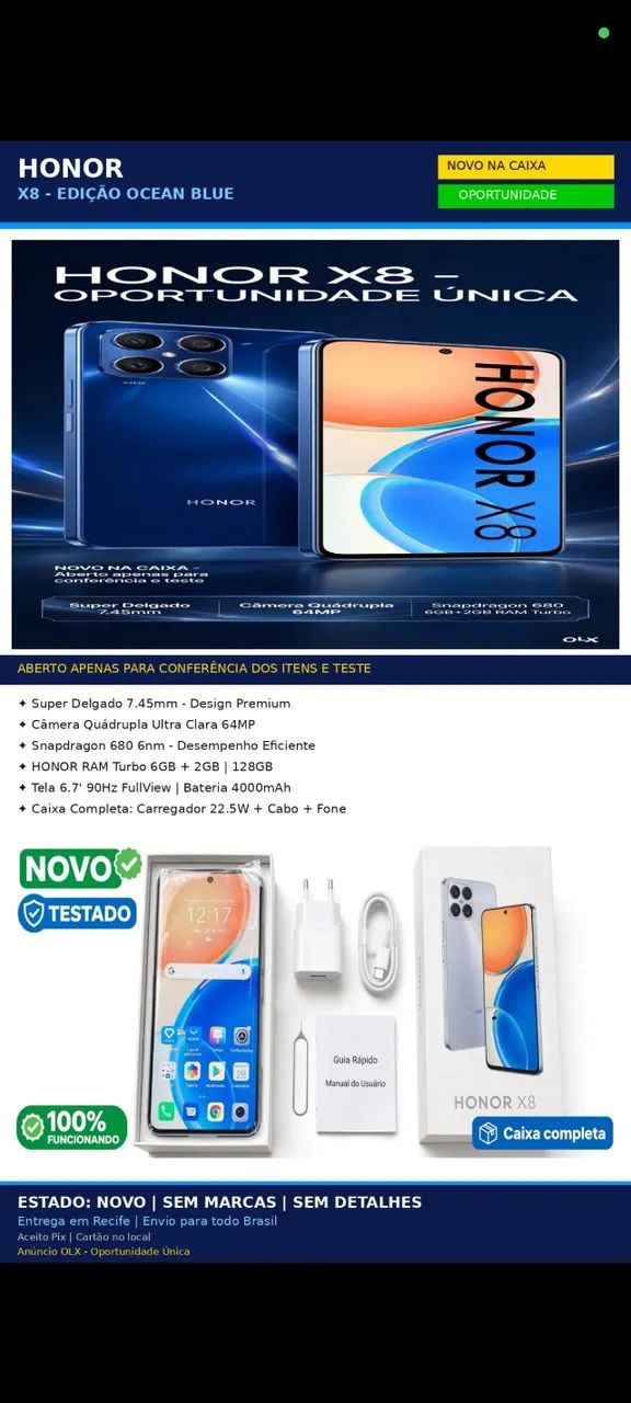 HONOR X8, 128GB, OCEAN BLUE - Foto 2