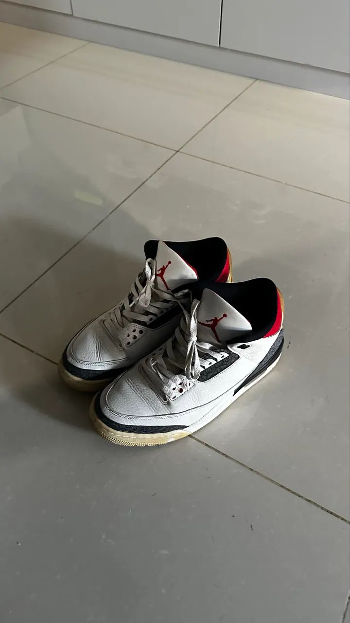 Tênis Jordan 3 fire red denim  - Foto 5