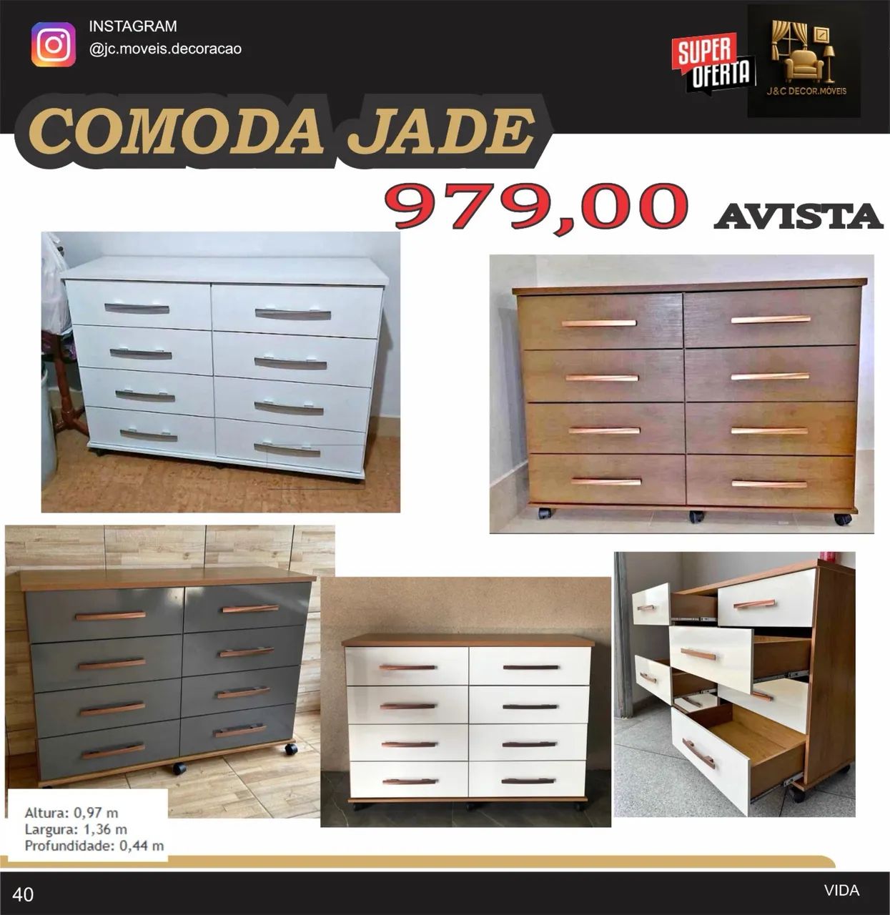 CÔMODA JADE 8 GAVETAS  - Foto 3