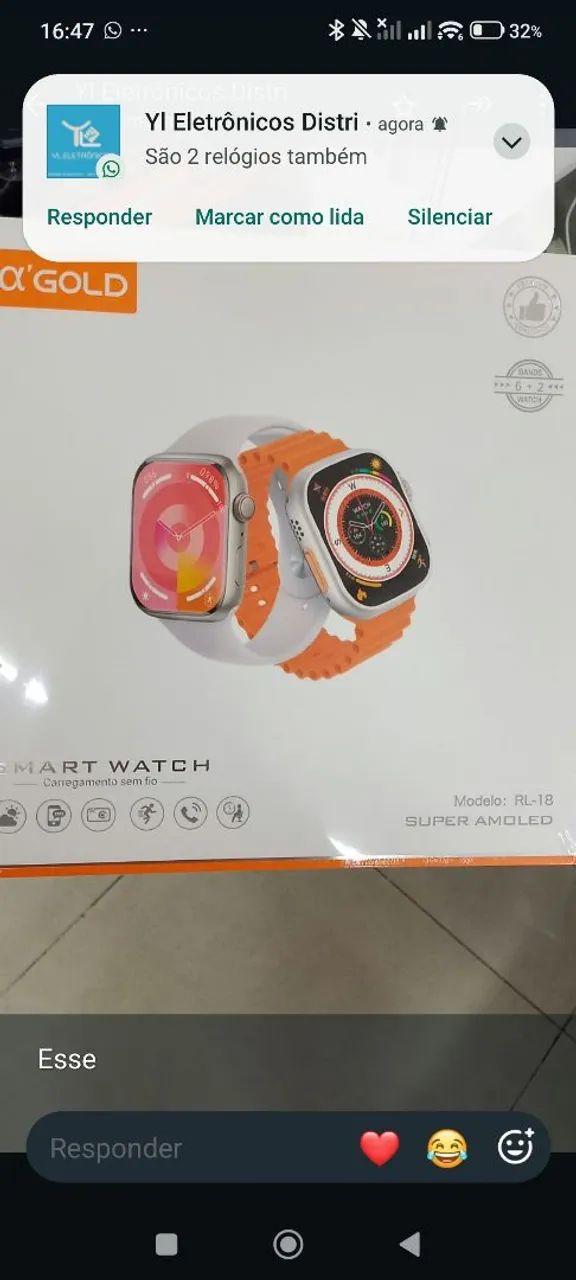  kit com 2 relógios + 6 pulseiras Gold - Smartwatch 