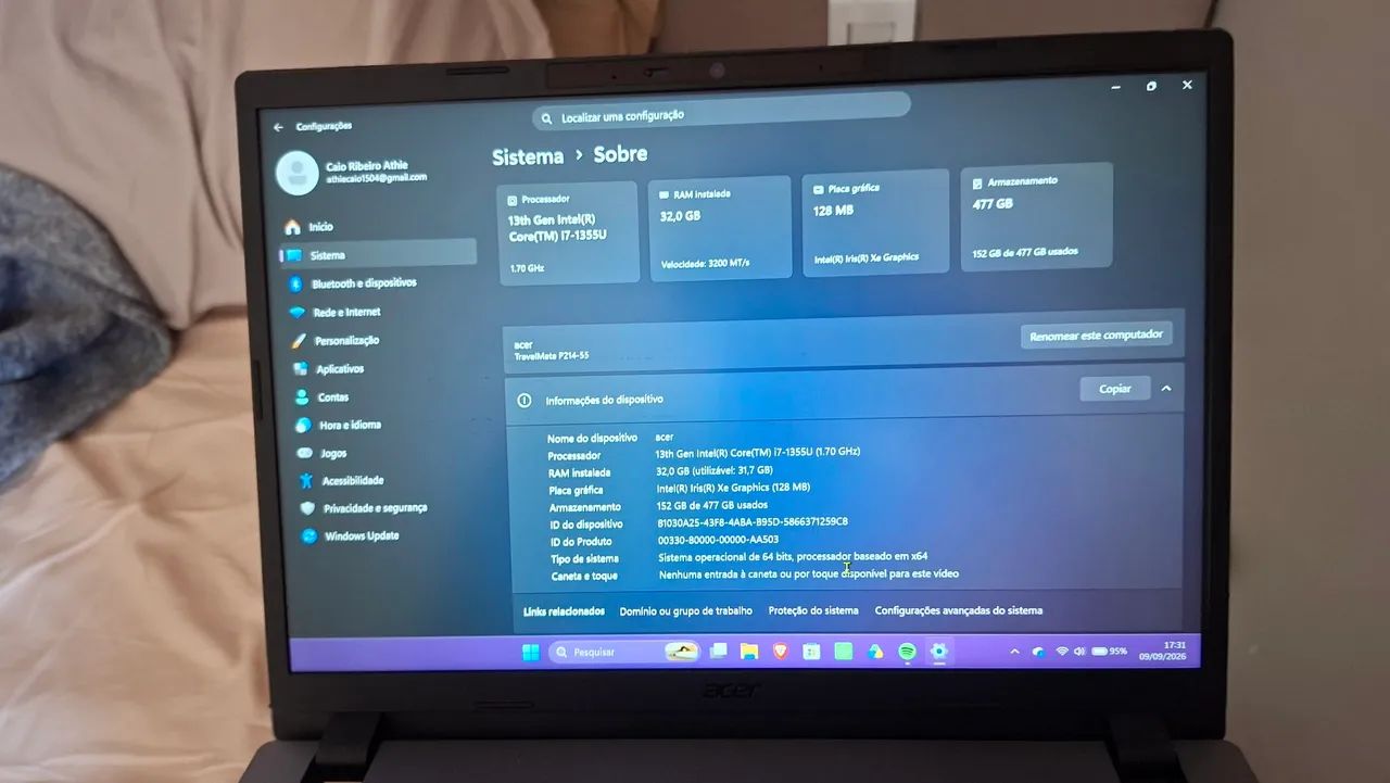 Notebook Premium Acer i7 - 13? 32gb ram executivo empresarial - Foto 2