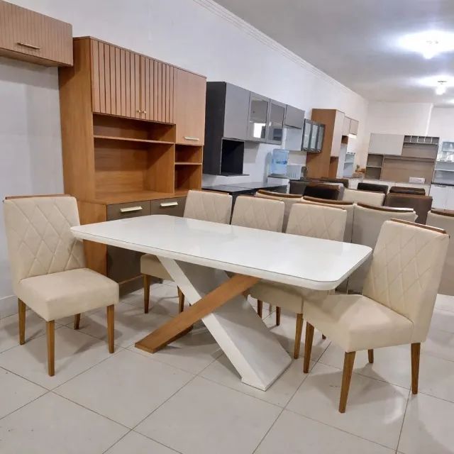 Mesa de jantar 6 lugares // 100% mdf  com tampo de vidro !!!!!