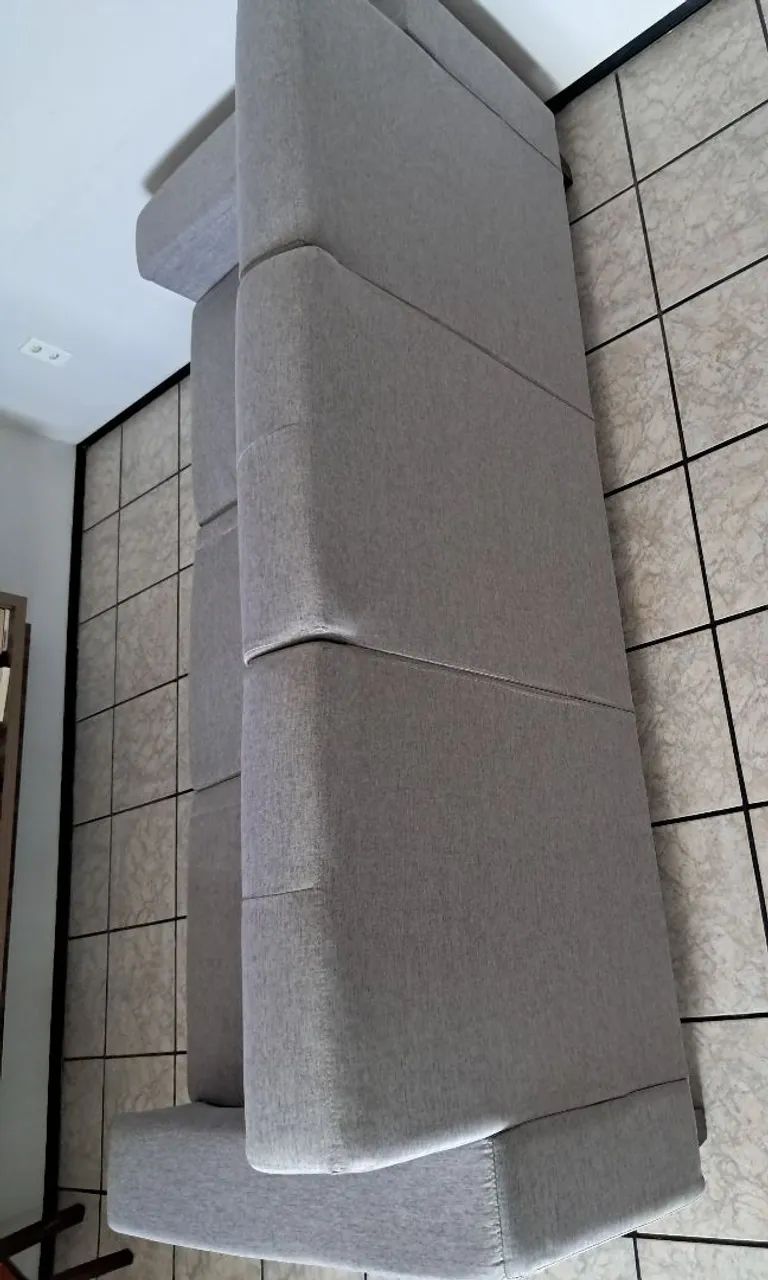 LINDO SOFA FIXO 3 LUGARES DE LINHO SUED NOVO  - Foto 3