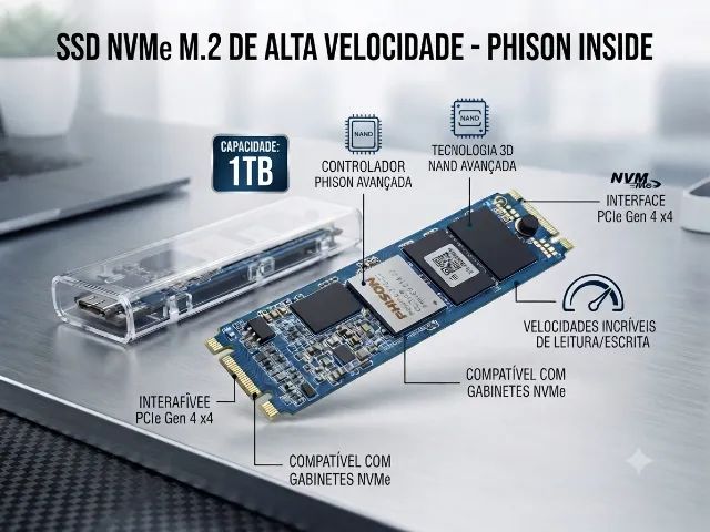 SSD Externo NVMe M.2 1TB - PHISON 