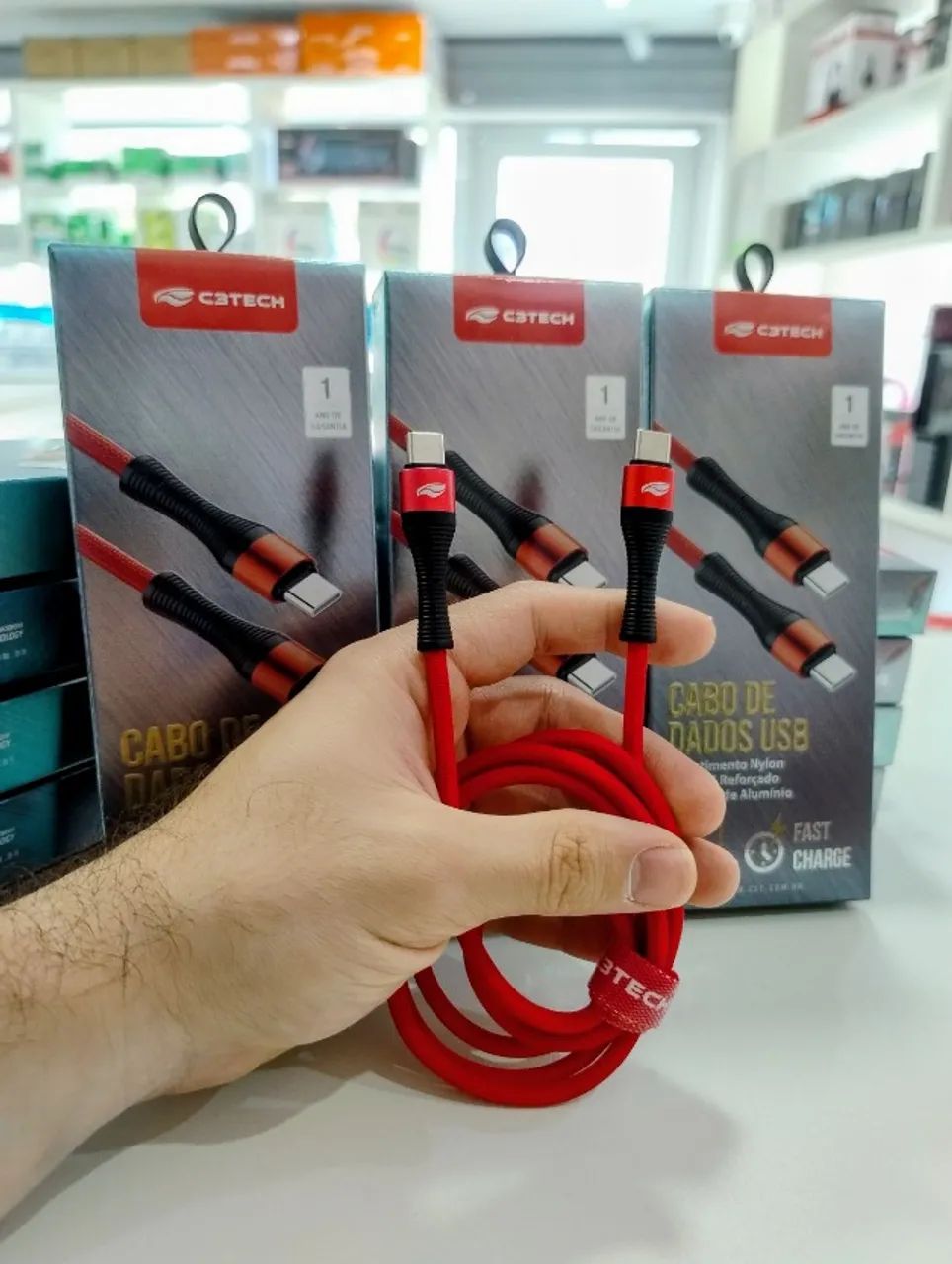 Lote Cabos C3Tech CB-P150RD e CB-P160RD USB-C 3A - Foto 2