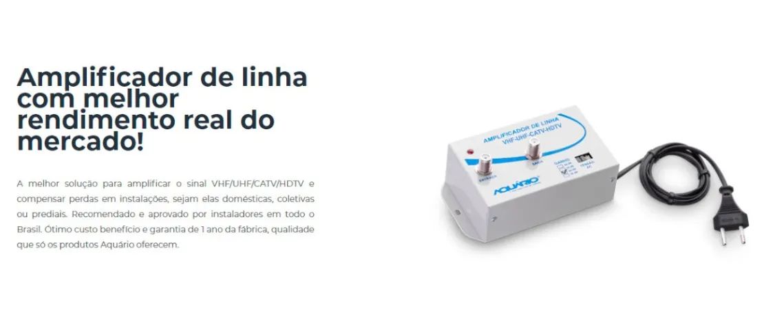 Amplificador de Linha Aquário 25db Para TV Digital Hdtv UHF / VHF / CATV - Foto 3