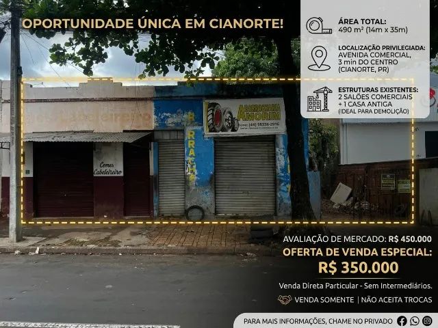 Terreno 490m2 abaixo do preço para demolir