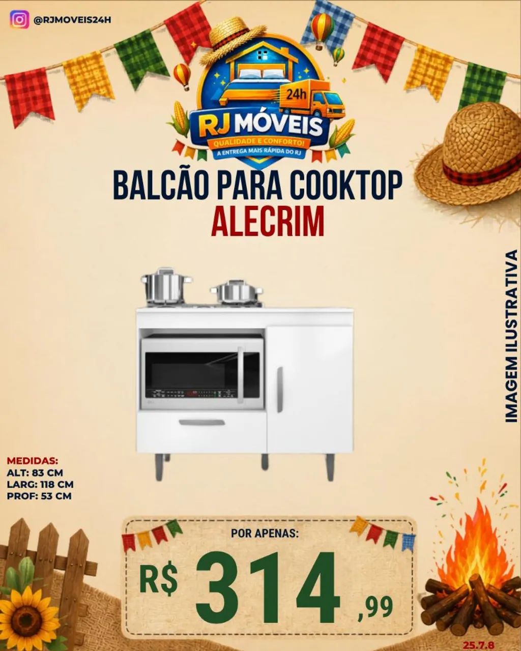 Balcão para Cooktop alecrim 