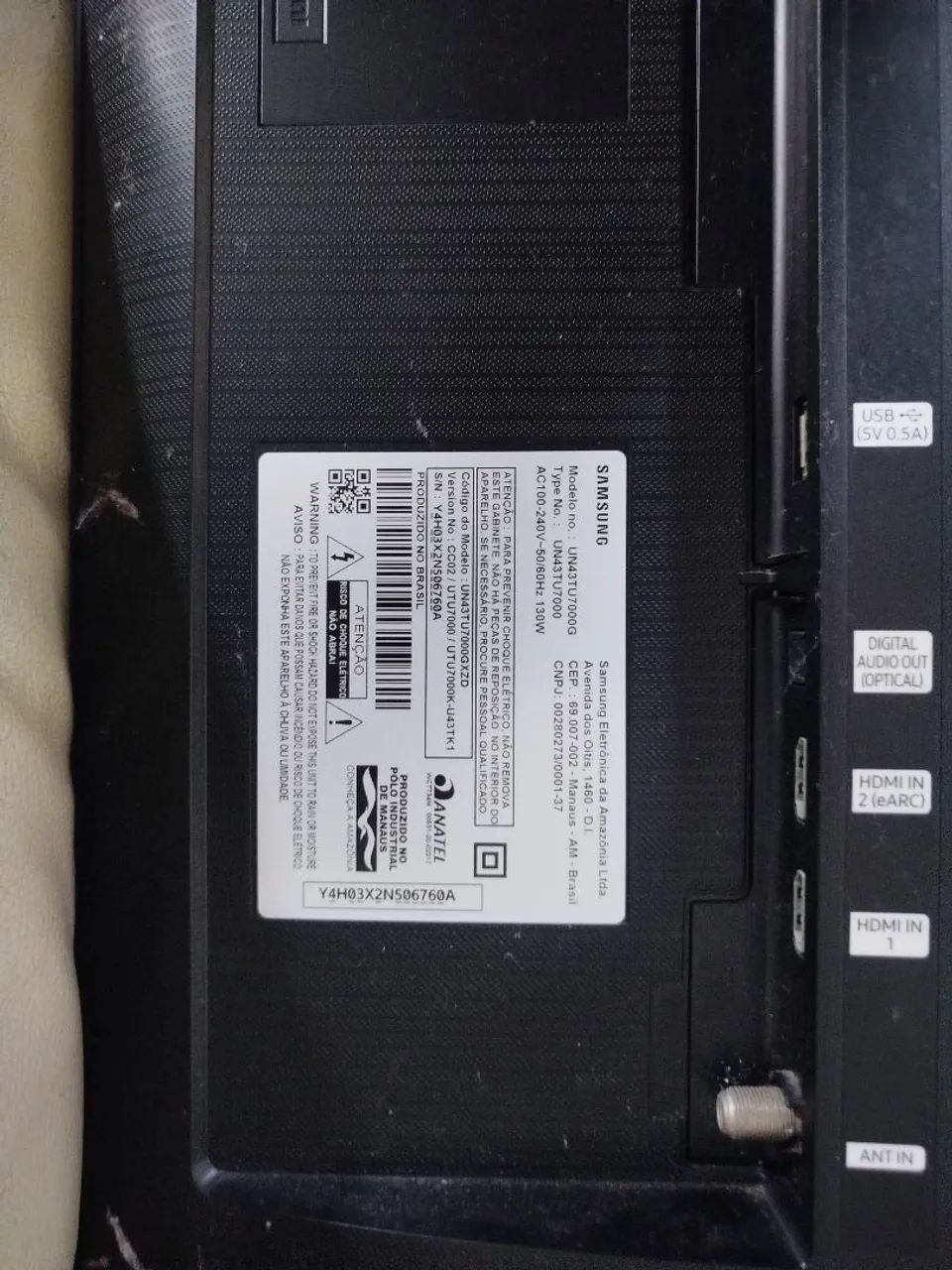 TV Samsung 43" Cristal UHD 4k Smart TV (modelo UN43TU7000G) para retirada de peças  - Foto 3