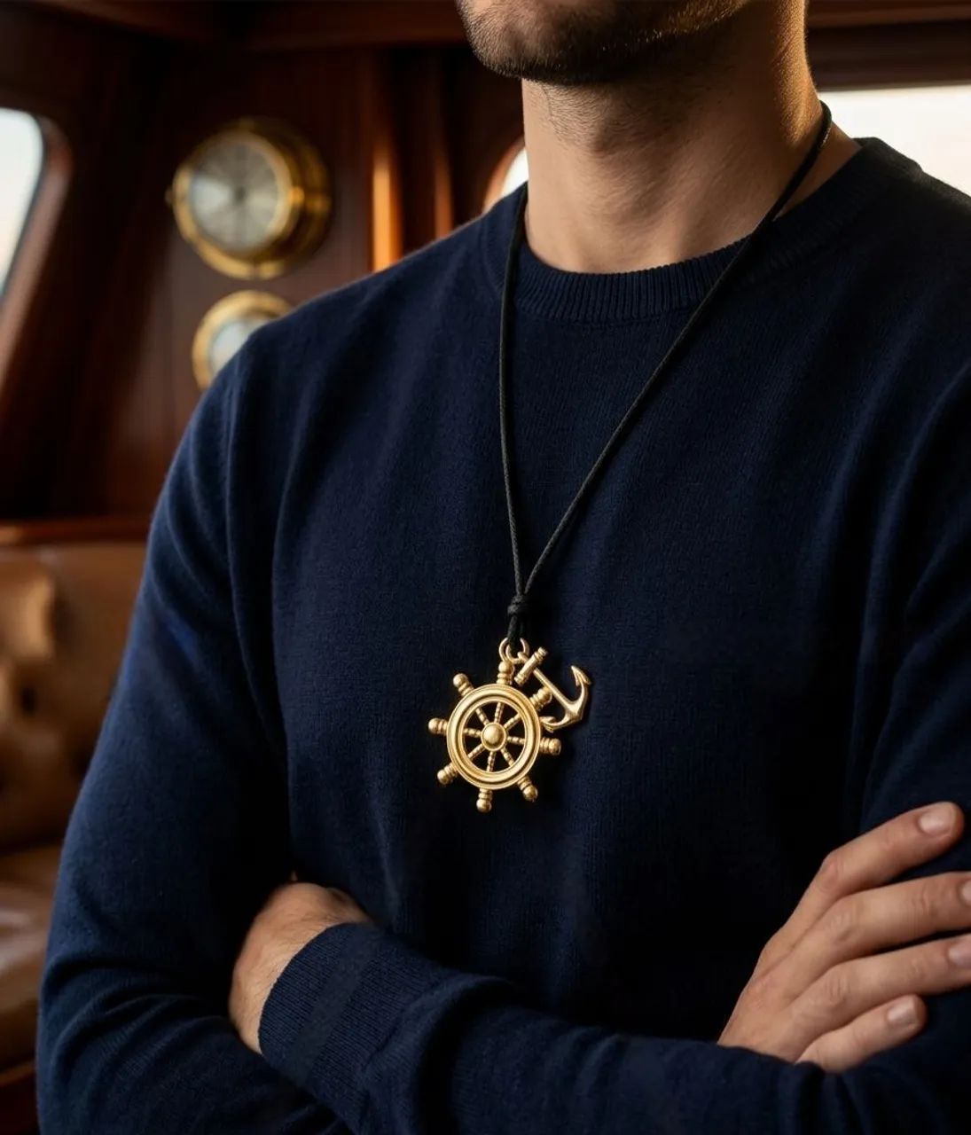 Colar Cordão Ajustável + Pulseira de Couro - Foto 5
