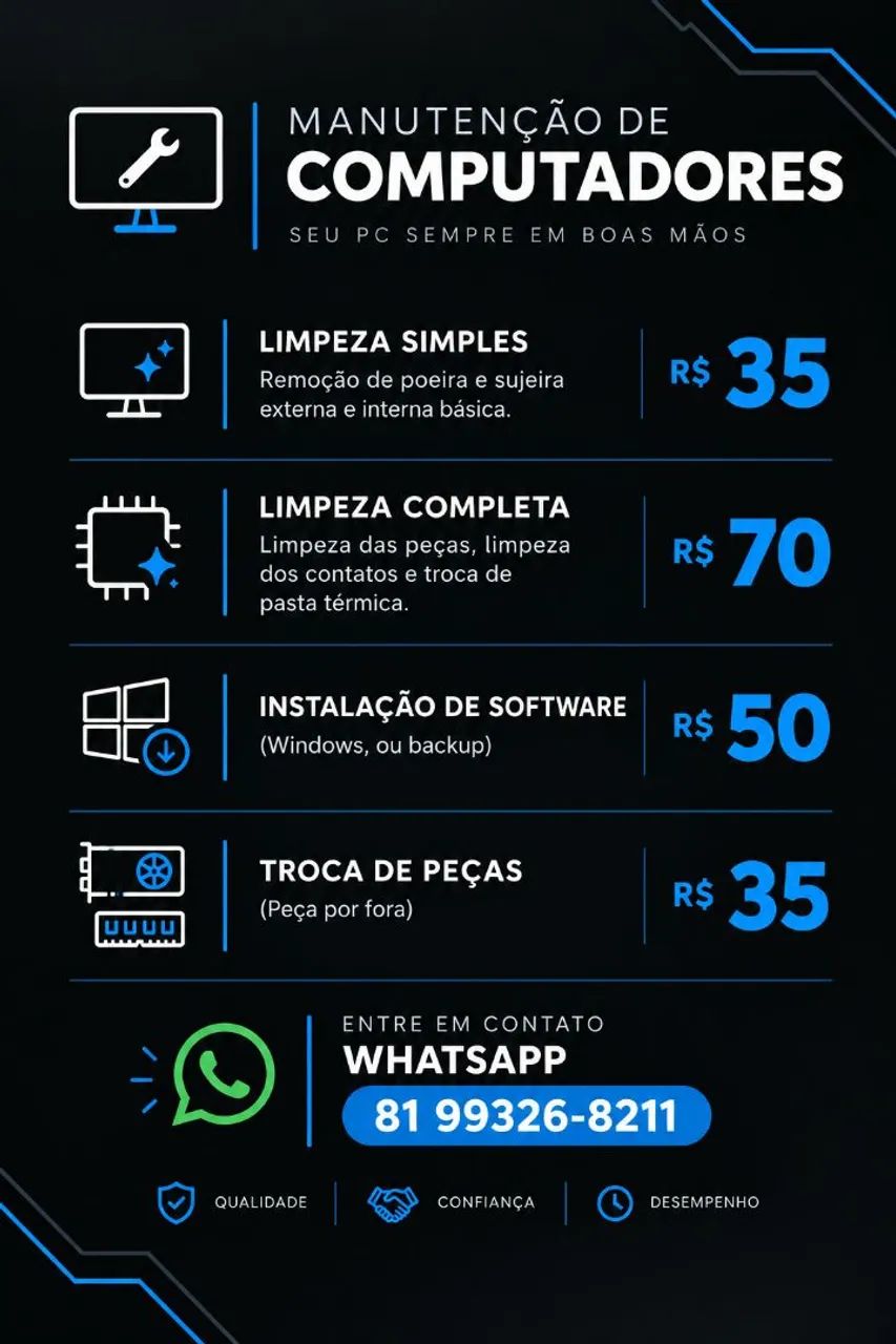 Manutenção de Computadores e Notebooks | Limpeza e Formatação