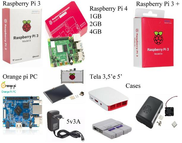 Raspberry Pi 3, 3+ e 4, Fonte, Case