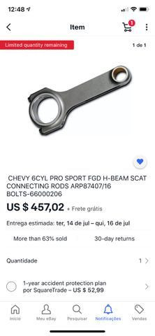 Jg 8 Bielas Forjada Procomp H-beam V8 Chevrolet 350 700hp Speedmaster - Foto 5