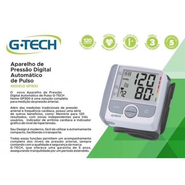 Aparelho de pressão digital de pulso GP300 G-Tech - Foto 2