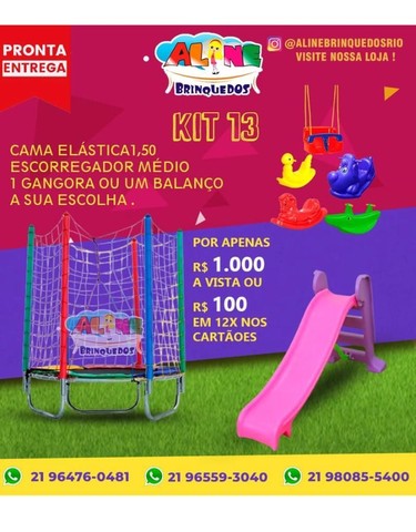 Cama elástica escorrega gangorra