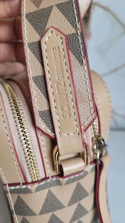 Bolsa de Ombro Triângulos Bege - Foto 4