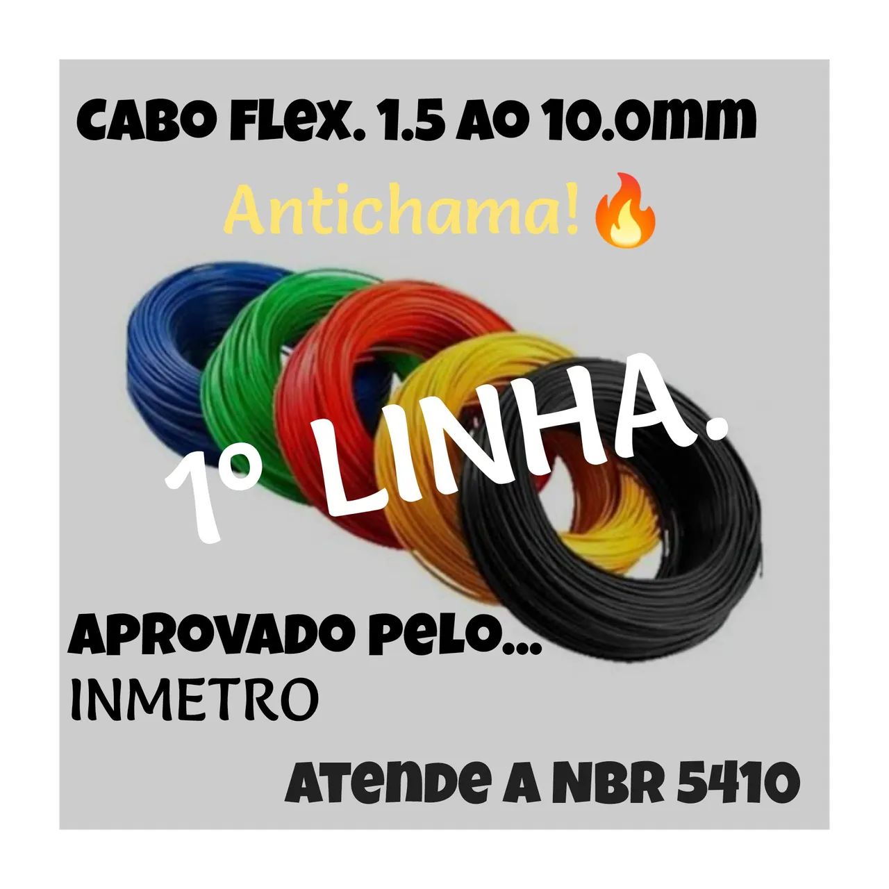 Cabo Flexível 1,5 a 10mm - Antichama - 1ª Linha