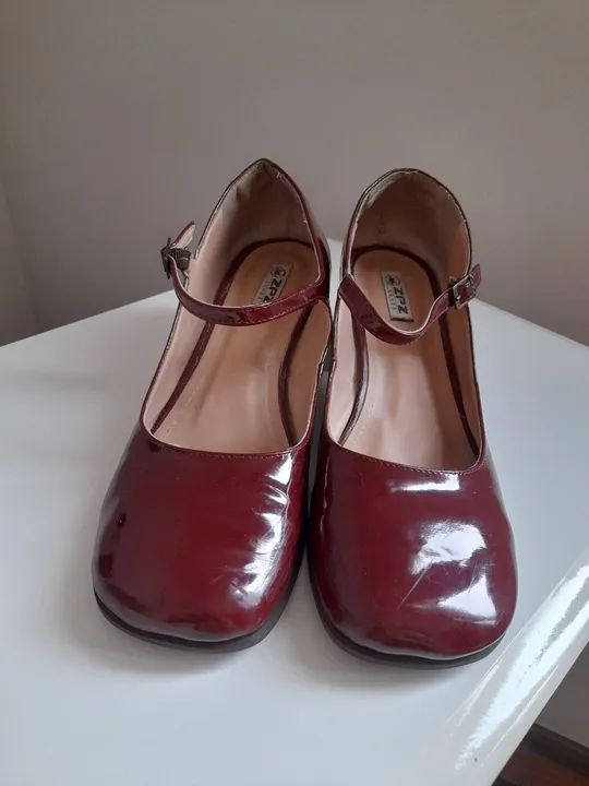 Sapatos femininos salto baixo vermelho - Foto 3