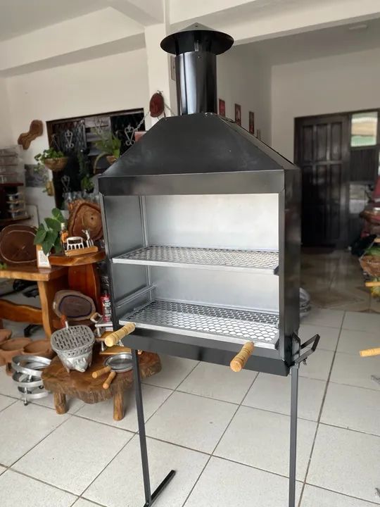 Churrasqueira espetinho 60x27 chaminé galvanizada  - Foto 3