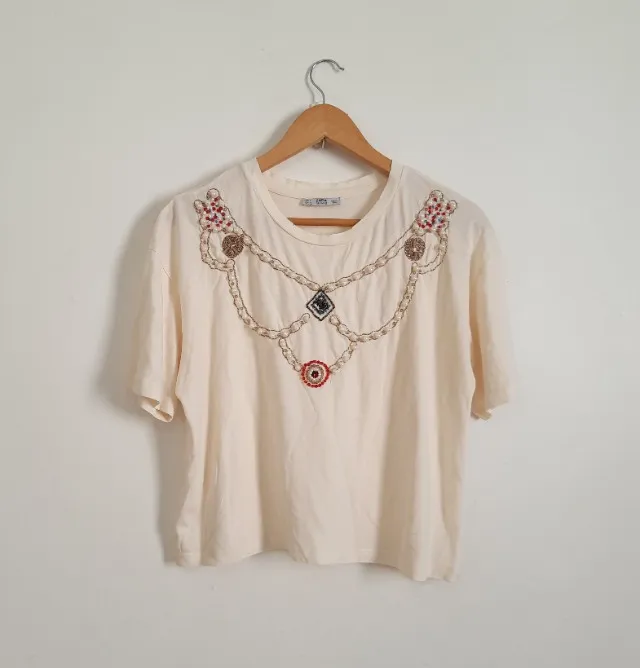 Blusa Bata Manga Curta Zara