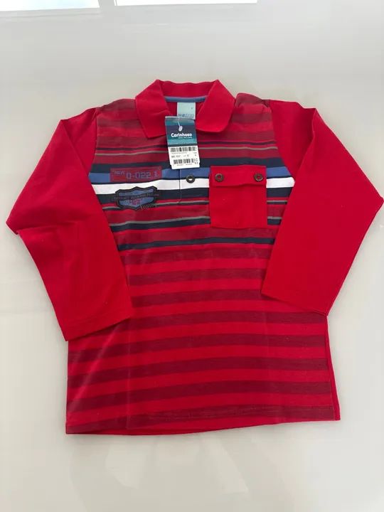 Camiseta Polo Listrada Infantil Carinhoso nova , com etiqueta