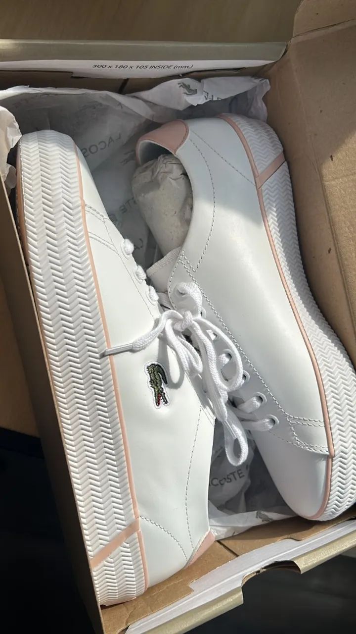 Tênis Lacoste Gripshot Bl Em Couro Feminino - Branco+Pink - Foto 3